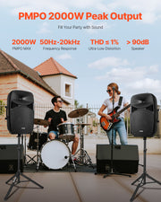 2 X 15 in diffusori portatile PA sistema 2000w mixer BLUETOOTH mic per DJ festa - foto prodotto 2