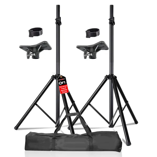5 Core Speaker Stand Tripod Pair Floor Heavy Duty Adjustable Up To 72 Inch DJ Studio Monitor Stands Pole Mount - SS HD 2PK BLK BAG