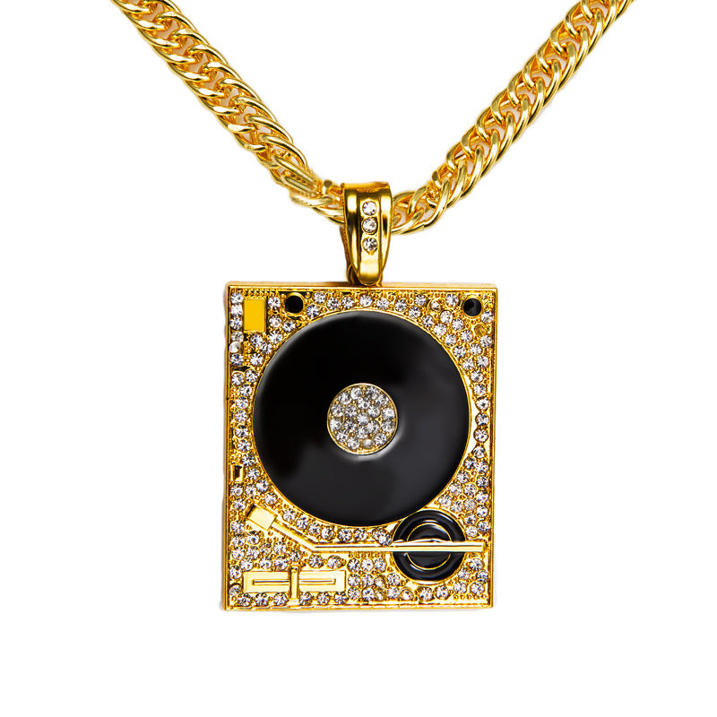 Collana DJ con grammofono effetto diamante