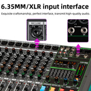 16-Channel Audio Mixer with USB, 48V Phantom Power & 256 DSP Effects for DJs and Live Sound