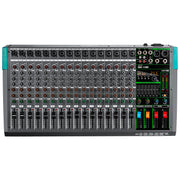 16-Channel Audio Mixer with USB, 48V Phantom Power & 256 DSP Effects for DJs and Live Sound