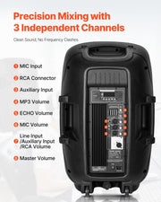 2 X 15 in diffusori portatile PA sistema 2000w mixer BLUETOOTH mic per DJ festa - foto prodotto 5